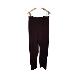 WHITE HOUSE BLACK MARKET Black Straight Leg Pants With White Ankle Slits